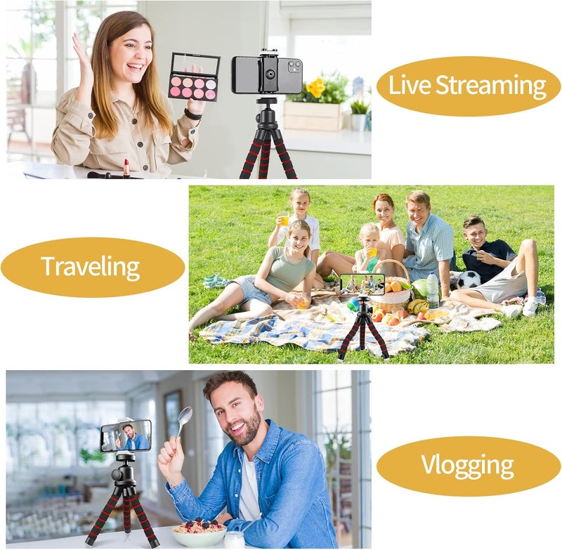 Sensyne Phone Tripod, Flexible Cell Phone Tripod with Phone Holder and Wireless Remote, Mini Travel Tripod Stand, Compatible with All Cell Phones, Cameras (Red) - Image 2